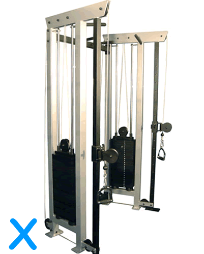 Dual Adjustable Pulley Machine shown with white frame.